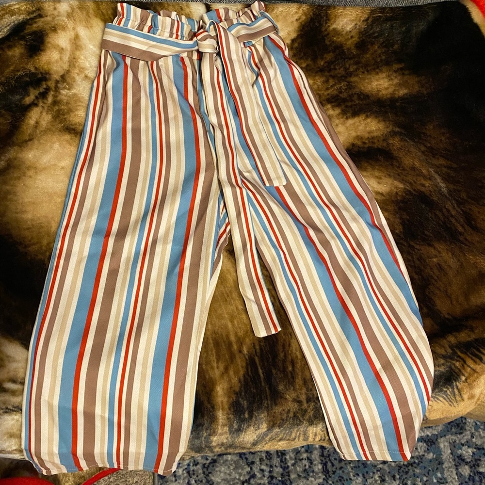 Blue, red, brown, stripe pants